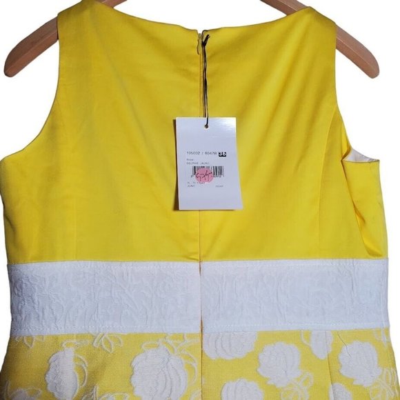 $575 Maison Weill Retro White Yellow Dress Knee Length EU36 Spring Formal Prom S - Picture 5 of 7